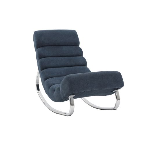 Rocking Chair Design Tissu Effet Velours Bleu Taylor