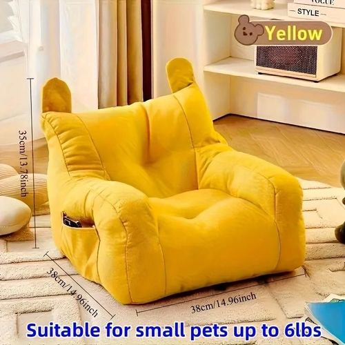 Canapé-Lit Pour Chat 1 Pièce Avec Un Design De Dessin Animé Adorable,Meubles Pour Animaux De Compagnie Réutilisables Détachables Et Lavables,Pour Chats D'intérieur Jusqu'à 2.72 K.Yellow.