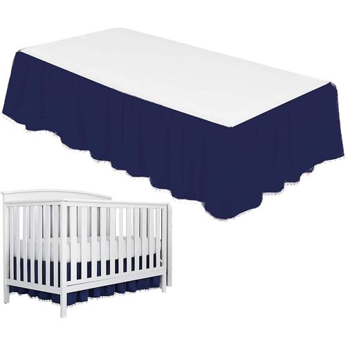 Jupe De Berceau À Volants Avec Pompons - Jupes De Lit Pour Tout-Petits - Jupes De Literie En Microfibre Pour Berceau De Bébé, Housse Anti-Poussière Pour Lit Pour Bébés Garçons Filles 28"X 52"(Bleu)