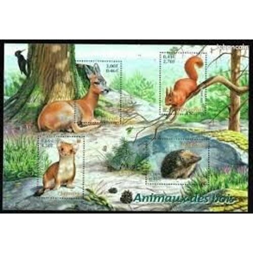 Série Nature De France (16) Faune : Animaux De La Forêt Bloc Feuillet 36 Année 2001 N° 3381 3382 3383 3384 Yvert Et Tellier Luxe