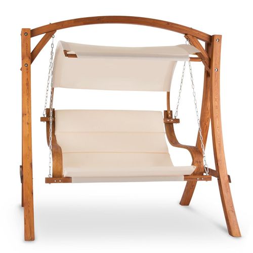 Blumfeldt Maui Balancelle De Jardin 110cm , Pour 2 Personnes , Grand Auvent , Charge 250kg , Bois Massif , Polyester Vert