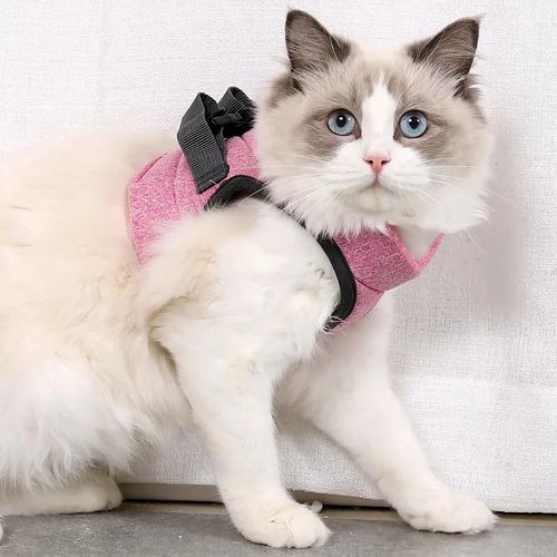 Ceinture Anti-Fuite Réglable Pour Petit Chat,Harnais Pour Chaton,Léger,Respirant,Doux,Gilet Pour Animaux De Compagnie,Harnais De Câblage,Ceinture De Traction,Marche Pour Ch.Pink.L