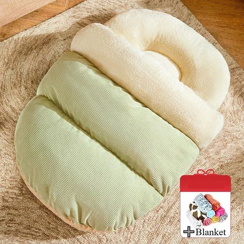 Nouveau Lit De Chat Fermé De Luxe Avec Caractéristiques De Chaleur Et De Sécurité Pour Les Chats Dans Les Familles Multi-Chat,Canapé Pour Animaux De Compagnie Toutes Saisons,Acce.Green-Blanket.60x40c