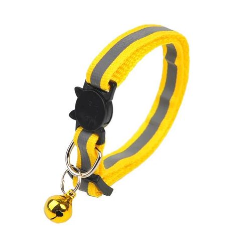 Collier Réfléchissant Pour Chat,Anneau De Cou,Cloche,Fournitures Pour Animaux De Compagnie,Élastique De Sécurité Réglable,Produits Pour Animaux De Compagnie.Yellow.10pcs