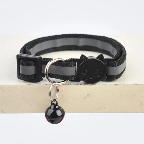 Collier Réfléchissant Pour Chat,Anneau De Cou,Cloche,Fournitures Pour Animaux De Compagnie,Élastique De Sécurité Réglable,Produits Pour Animaux De Compagnie.Black.5pcs