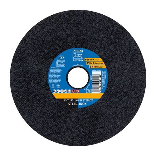 Disque à tronçonner PSF STEELOX D150x16 mm droit INOX perçage 22,23 mm PFERD (Par 25)