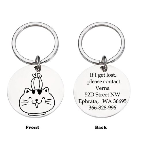 Étiquettes Personnalisées Pour Chats Et Cactus,1 Pièce,Adresse Personnalisée,Étiquettes Pour Chat Gravées,Collier Pour Animaux De Compagnie,Étiquette D'identification Pour Ani.Gp-Y-P39-10-.Black