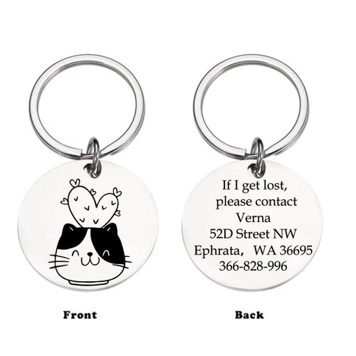 Étiquettes Personnalisées Pour Chats Et Cactus,1 Pièce,Adresse Personnalisée,Étiquettes Pour Chat Gravées,Collier Pour Animaux De Compagnie,Étiquette D'identification Pour Ani.Gp-Y-P39-4-.Black