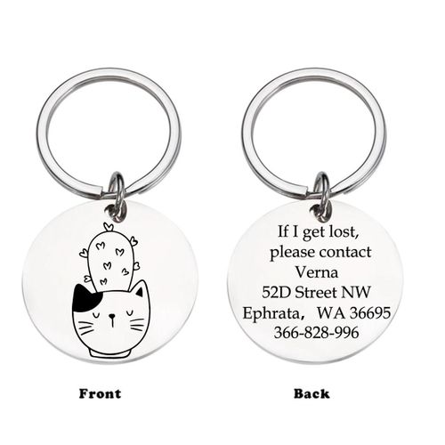 Étiquettes Personnalisées Pour Chats Et Cactus,1 Pièce,Adresse Personnalisée,Étiquettes Pour Chat Gravées,Collier Pour Animaux De Compagnie,Étiquette D'identification Pour Ani.Gp-Y-P39-3-.Black