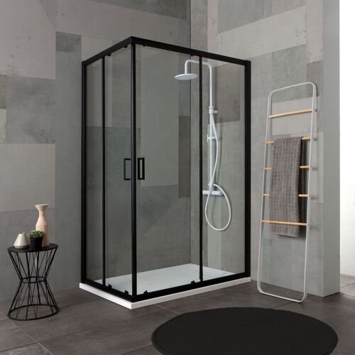 CABINE DOUCHE 70X90 H 190 PROFILE NOIR OPAQUE CRISTAL TRANSPARENT CITY
