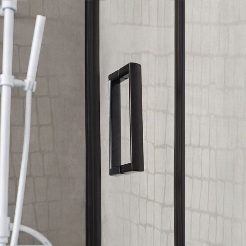 CABINE DE DOUCHE SEMI-CIRCULAIRE NOIRE MATTE CM 90 CRISTAL TRANSPARENT CITY