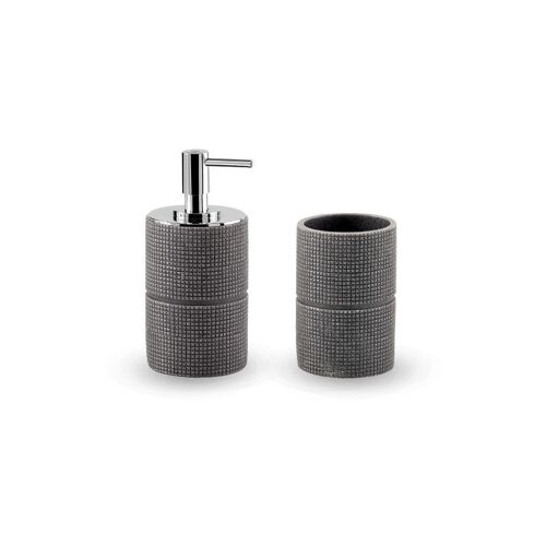 SET D'ACCESSOIRES DE SALLE DE BAINS POUR LAVABO : DISTRIBUTEUR DE SAVON ET PORTE-BROSSE À DENTS MARILY