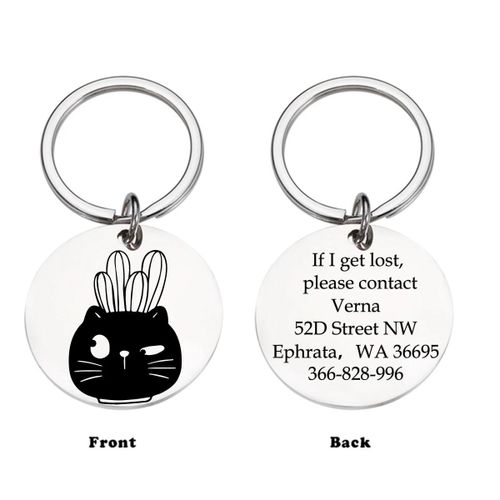 Étiquettes Personnalisées Pour Chats Et Cactus,1 Pièce,Adresse Personnalisée,Étiquettes Pour Chat Gravées,Collier Pour Animaux De Compagnie,Étiquette D'identification Pour Ani.Gp-Y-P39-7-.Black