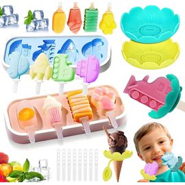 Spwb-Moule Glace Silicone,2 Pièces Moule À Glace En Silicone Sans Bpa+2 Supports À Glace En Silicone Pour Enfants, Moule Glace, Diy Moule Glace À Réutilisables Pour La Crème Glacée