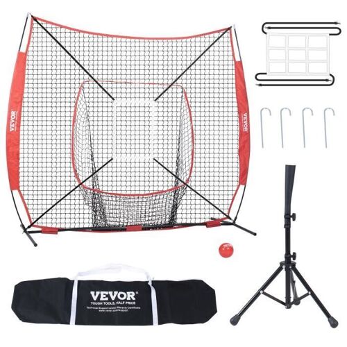 Entraînement Au Baseball - Vevor - 244x211 Cm,7,1 Kg ,Avec Cadre D'arc, Sac De Transport, Zone De Frappe, Balle, Tee De Frappeur