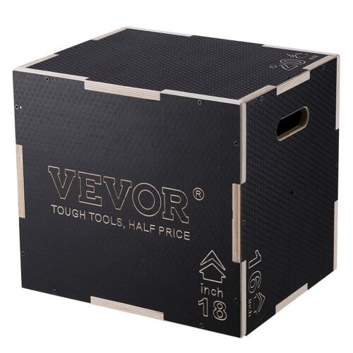 Boîte À Saut Musculation - Vevor - 400x450x500 Mm,3 En 1,204 Kg,Contreplaqué Multicouche,Noire,Pour La Formation De Gym À Domicile