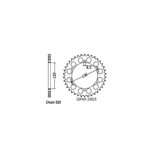 Couronne Acier Yamaha - 520 - 39 Dents - Similaire Jtr846 - Made In Germany