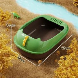 Bac À Litière Pour Chat,Grande Capacité,Anti-Éclaboussures,Bac À Sable Pour Chat,Lavabo De Nettoyage De Salle De Bain,Toilettes Semi-Fermées,Plateau Pour Chats,Fourniture Po.Dark Green.