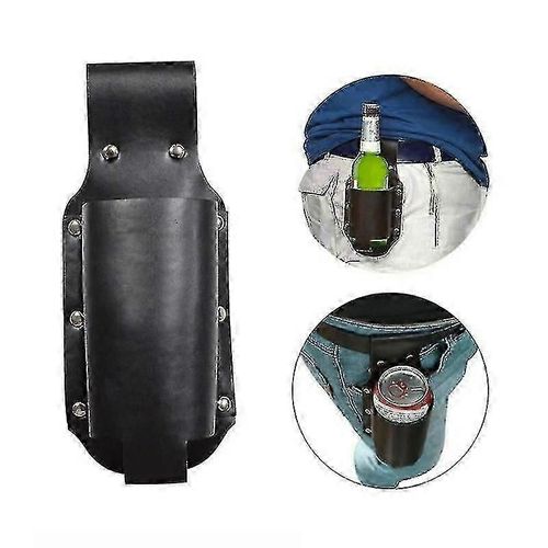 Étui À Bière En Cuir Classique Pour Homme, Porte-Bouteille, Ceinture, Compatible Avec Les Boissons Gazeuses, Noir