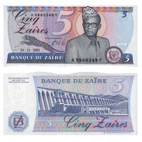 Billet Zaire 5 Zaires