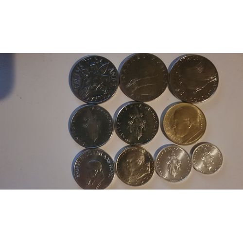 Lot 10 Pièces De Monnaie Du Vatican Les Années Sont Indiquées Dans L'Annonce