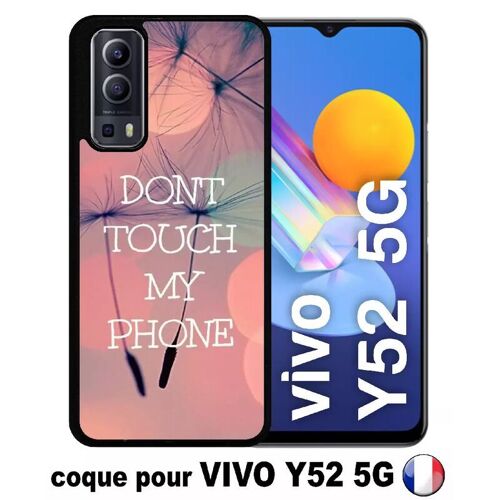 Coque Pour Vivo Y52 5g - Dont Touch My Phone Fond Rose Poudree - Silicone - Noir