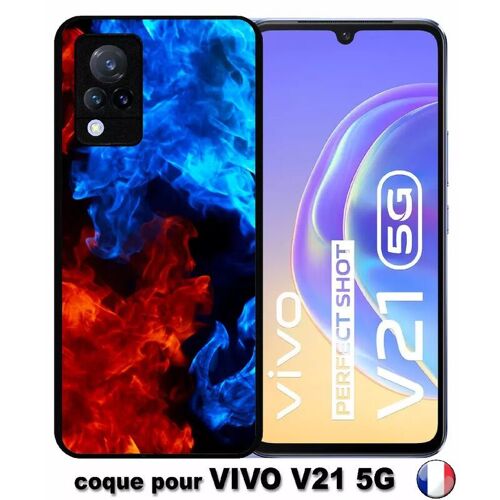 Coque pour vivo v21 4g/5g - flammes - silicone - noir