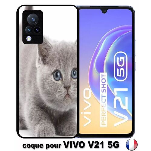 Coque pour vivo v21 4g/5g - chaton - silicone - noir