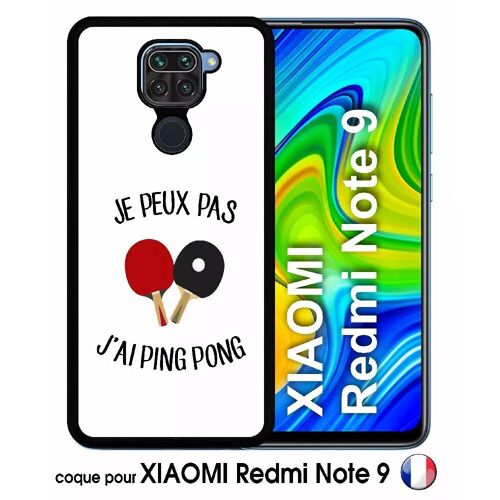 Coque Pour Xiaomi Redmi Note 9 - Je Peux Pas J Ai Ping Pong Fond Blanc - Silicone - Noir