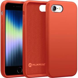 Coque Iphone Se 2022/2020, Coque Iphone 8/7 (4.7""), Housse En Silicone De Qualité Supérieure, Protection Avec Microfibre Douce Antichoc, Etui Compatible Avec (Orange, Ip Se 2022/ Ip 8/7)