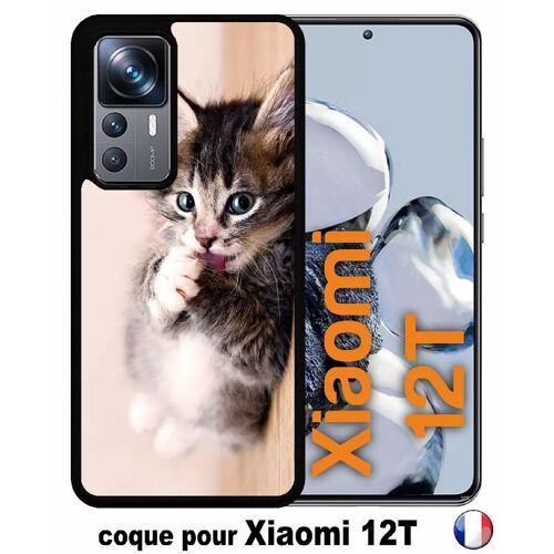 Coque pour xiaomi 12t - chaton tout mignon - silicone - noir