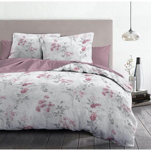 Home Passion | Housse De Couette - 3 Pièces | 100% Coton - 57 Fils | 2 Personnes - 240x260 Cm | Pompadour Blanc & Vieux Rose Hp62668