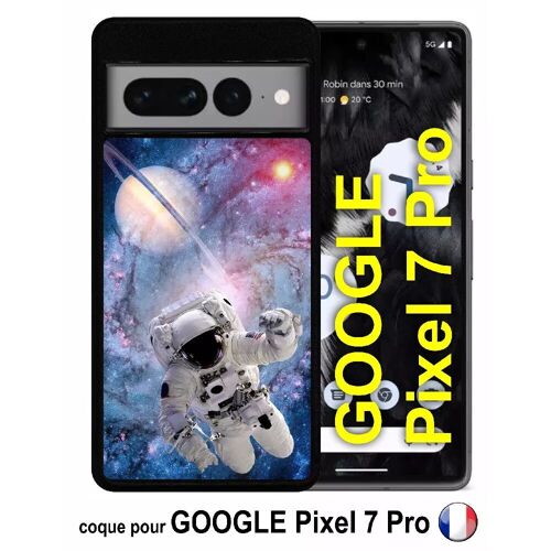 Coque pour google pixel 7 pro - astronaute planete 2 - silicone - noir