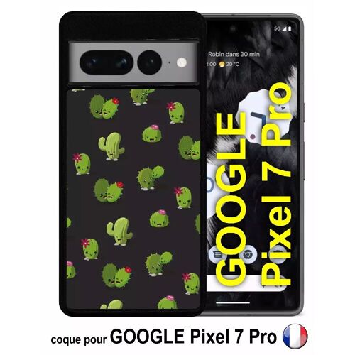 Coque Pour Google Pixel 7 Pro - Cactus Fond Noir - Silicone - Noir