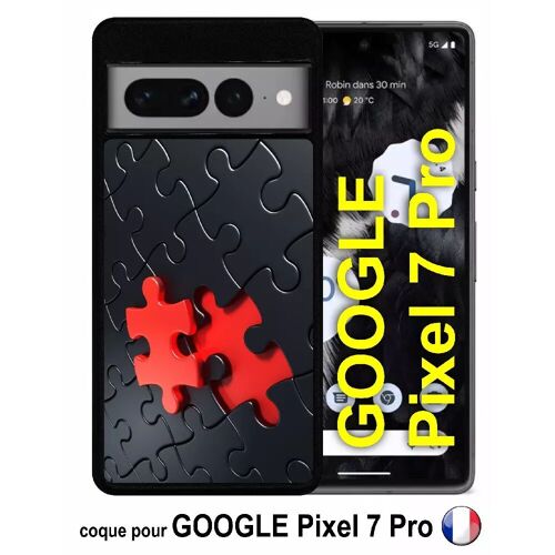 Coque pour google pixel 7 pro - puzzle one piece red - silicone - noir