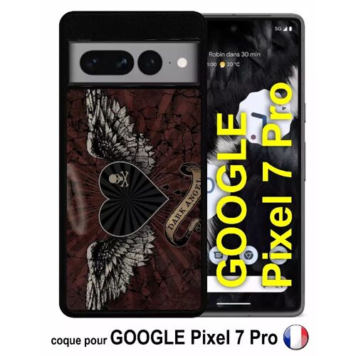 Coque Pour Google Pixel 7 Pro - Gothique Dark Angel Tetes De Mort - Silicone - Noir