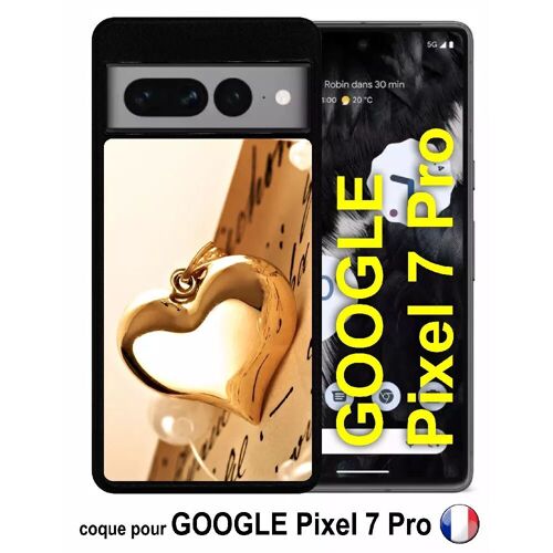 Coque Pour Google Pixel 7 Pro - Coeur D'or Sur Livre - Silicone - Noir