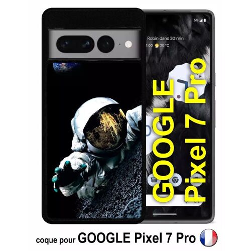 Coque pour google pixel 7 pro - astronaute planete - silicone - noir