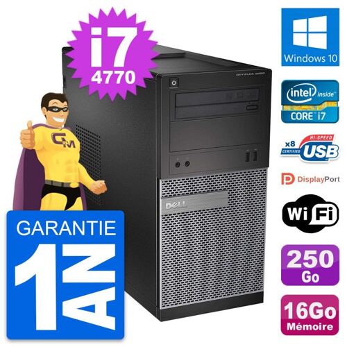 PC Tour Dell OptiPlex 3020 Intel i7-4770 RAM 16Go Disque 250Go Windows 10 Wifi