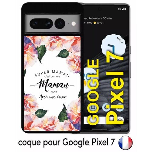 Coque Pour Google Pixel 7 - Super Maman - Silicone - Noir