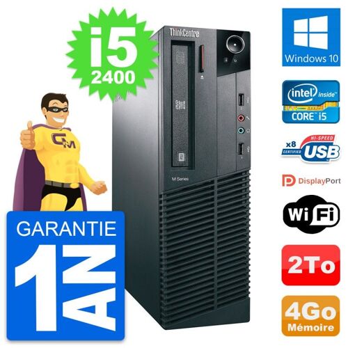 PC Lenovo ThinkCentre M82 SFF Intel i5-2400 RAM 4Go Disque 2To Windows 10 Wifi