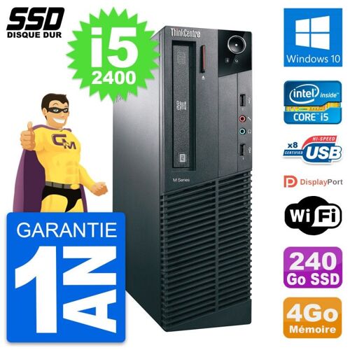 PC Lenovo ThinkCentre M82 SFF Intel i5-2400 RAM 4Go SSD 240Go Windows 10 Wifi