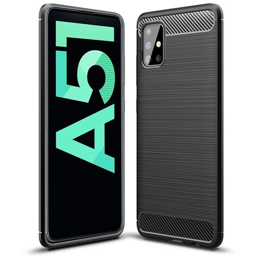 Coque Brossée Noire Samsung Galaxy A51 Carbon Fiber Antichoc - Accessoires Pochette Case Nouvel Galaxy A51 2019 / 2020