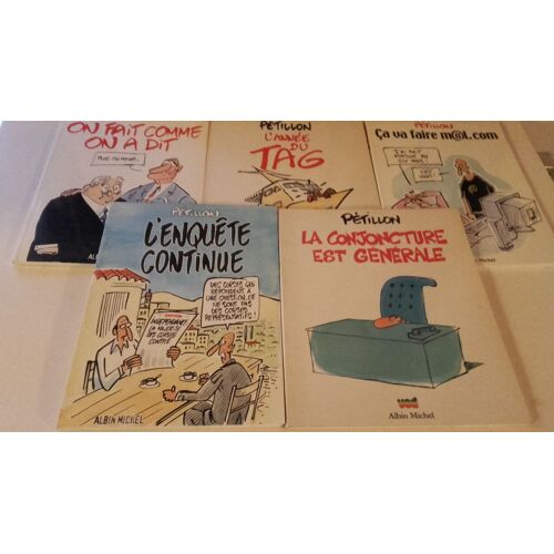 Lot De 5 Albums De Petillon:L Annee Du Tag E O 1991/La Conjoncture Est Generale E O 1993/Ca Va Faire M@L.Com E O 2000/L Enquete (Corse) Continue E O 2001/On Fait Comme On A Dit E O 2002