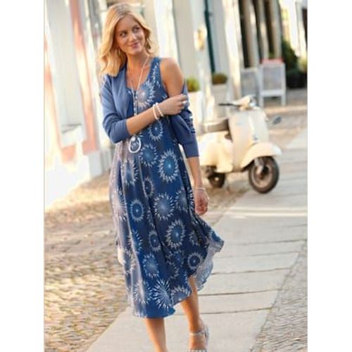 Robe Imprimée Pure Viscose - - Bleu Fumée-Graphite Imprimé