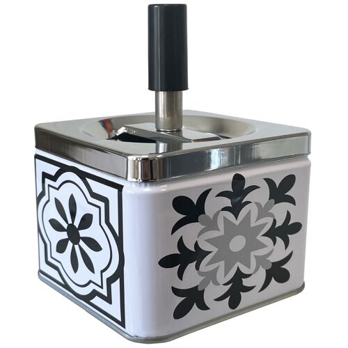 Cendrier poussoir en métal Carreaux de ciment