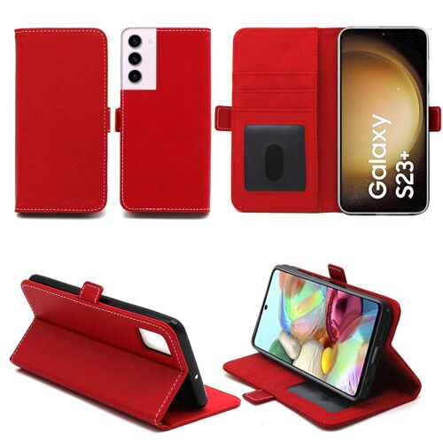 Housse rouge pour Samsung Galaxy S23 Plus / S23+ 5G Etui coque de Protection Portefeuille à Rabat avec Porte Cartes - Pochette XEPTIO