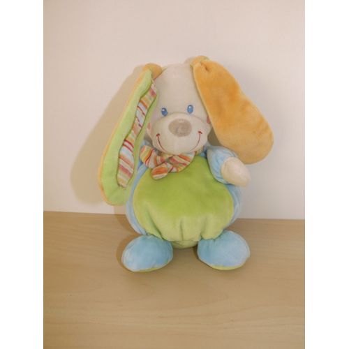 Doudou Lapin Blanc Vert Bleu Mots D'enfants