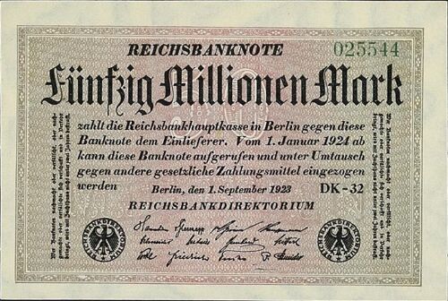 Billet Allemande 50 Million Mark