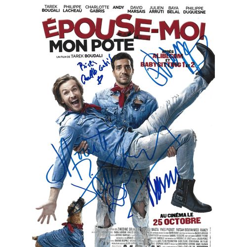 Autographe De Philippe Lacheau, Julien Arruti, Tarek Boudali, Alexis Manenti, Ramzy Bedia, Charlotte Gabris